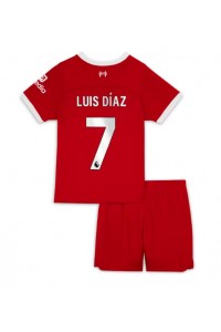 Fotbalové Dres Liverpool Luis Diaz #7 Dětské Domácí Oblečení 2023-24 Krátký Rukáv (+ trenýrky)